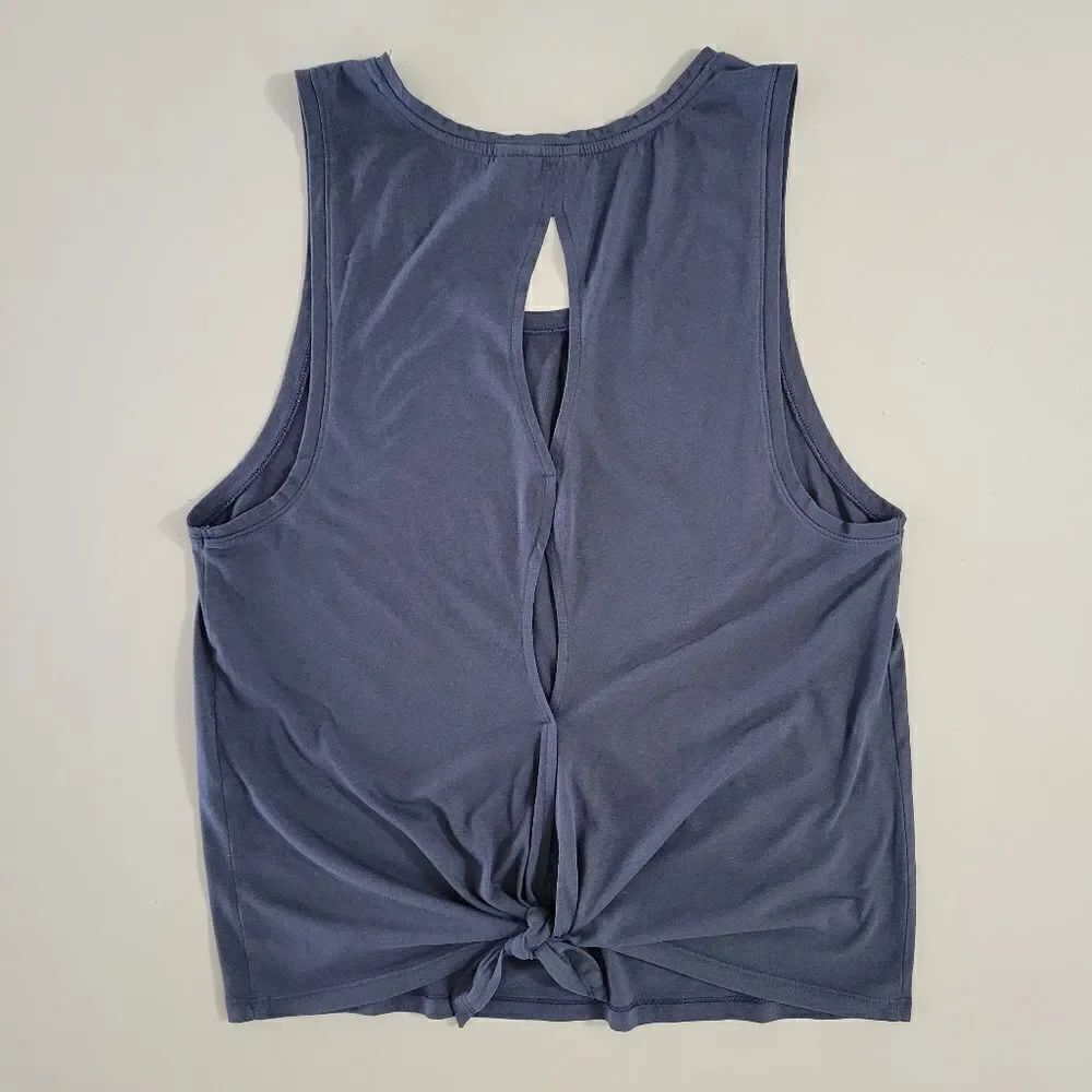 Victoria Sport Gray Split Back Tie Workout Tank Top